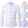 Amazon stretch shirt, men's long-sleeved cross-border men's fashion, men's shirt, men's top, slim solid color inch shirt Item Picture